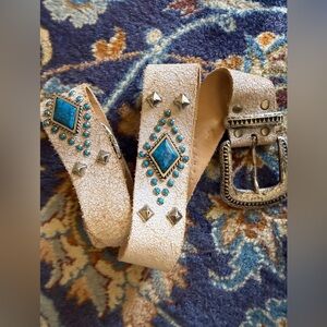 Unique Hard to find Vintage Bebe Crack Leather Studded Belt